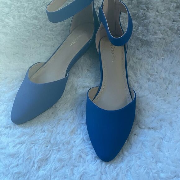 New in Box Dream Pairs Amiga faux leather suede Royal Blue ankle strap shoesSZ10 - Picture 11 of 12